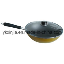 Ustensiles de cuisine Acier au carbone Cuisinière antiadhésive Wok chinoise avec couvercle